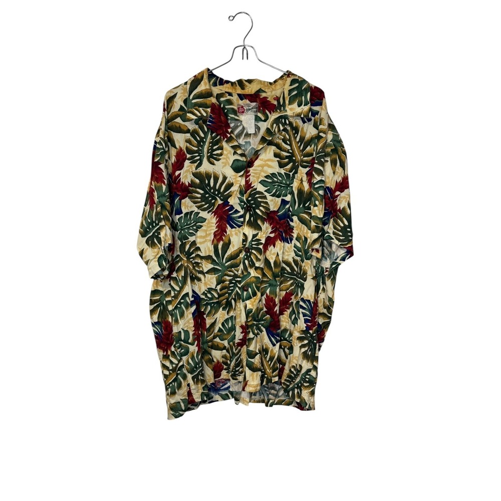 Hilo Hattie Men's Shirt Vintage Leaves Flower Hawaiian Beach XXL Made In USA